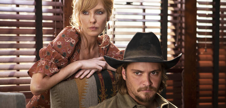 (Kelly Reilly and Luke Grimes in Yellowstone)