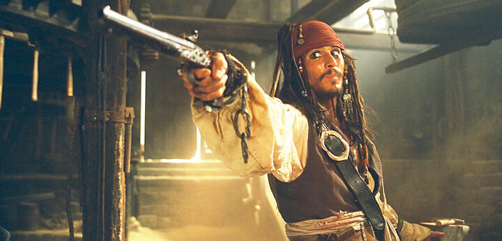 (Johnny Depp as Jack Sparrow in Pirates of the Caribbean)