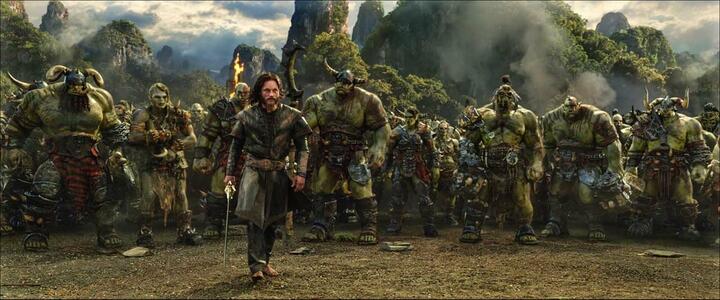 (Travis Fimmel and a lot of CGI orcs in Warcraft: The Beginning)