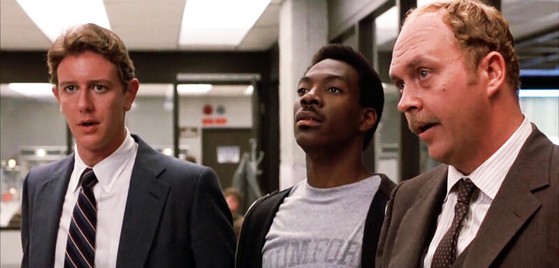 (Judge Reinhold, Eddie Murphy and John Ashton in the first Beverly Hills Cop)